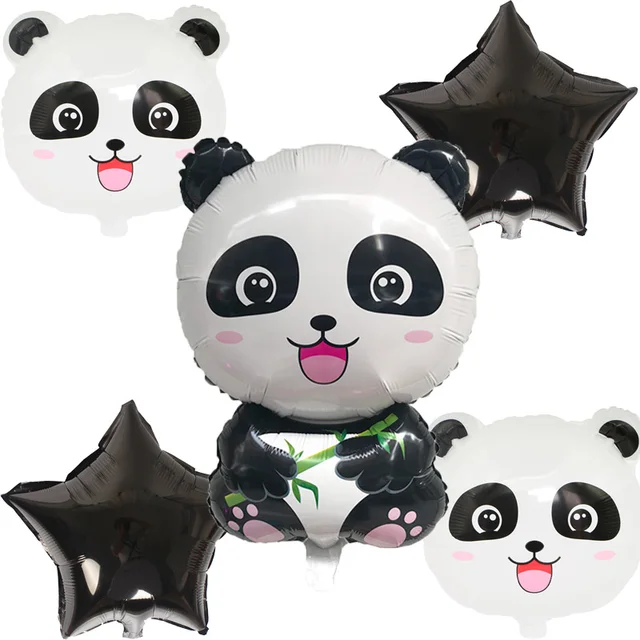 5pcs/set Cartoon Panda Foil Balloons Set Birthday Party Decoration Large Cute Animal Panda Balloons Kids Toys DIY Decorations