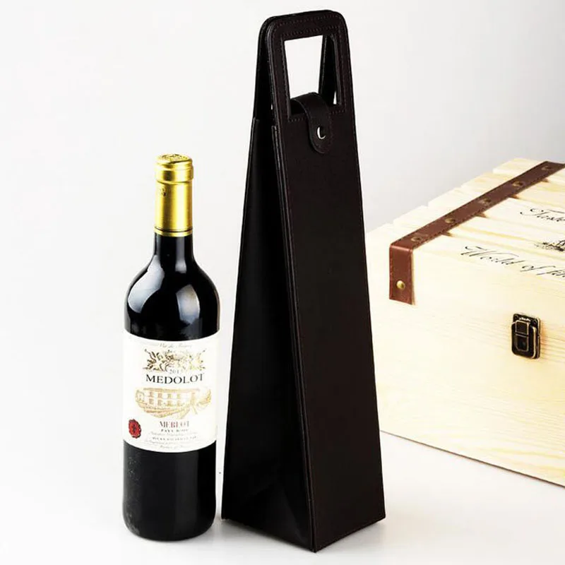Fashion Portable PU Leather Red Wine Bottle Bags Carry Case Storage Box