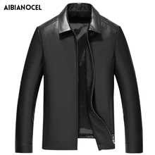 Весенне-осенние мужские Куртки из натуральной кожи, Брендовые куртки из настоящей овчины, черные мужские Куртки из натуральной кожи