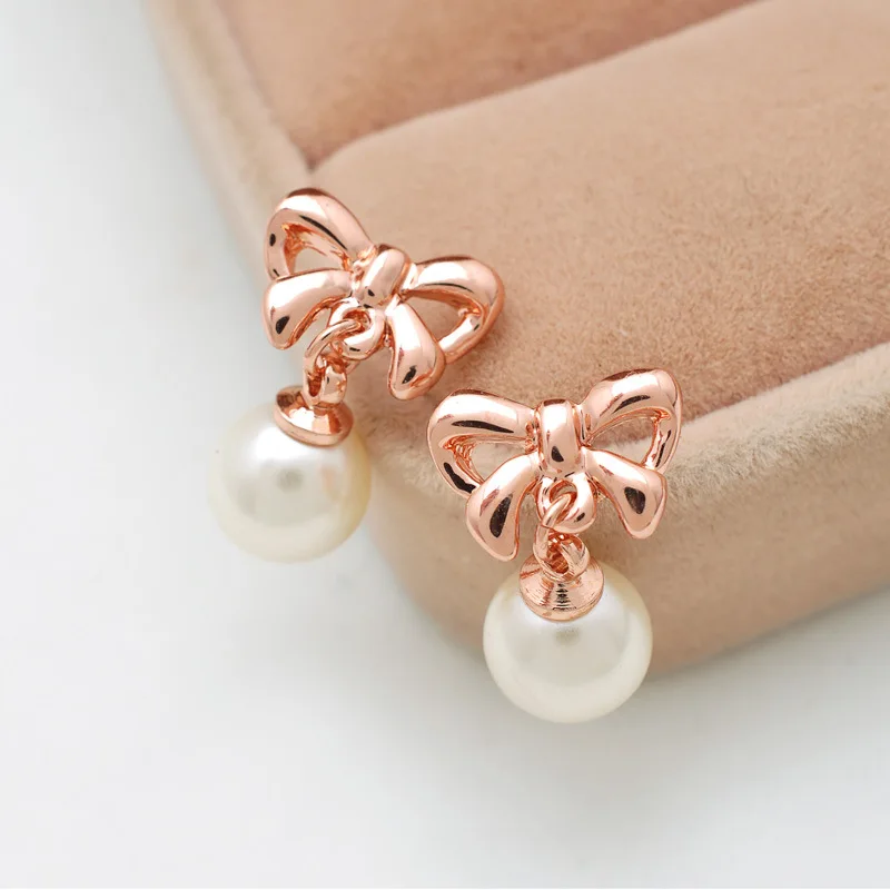 B1285 Jewelry Rose Gold Earrings Bow Pearl Padded Non B1285 Jewelry Rose Gold Earrings Bow Pearl Padded Non Pierced Ear Clip In Stud From Accessories On Aliexpress Alibaba