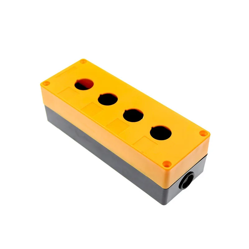 

Yellow Black Plastic 22mm Hole 4 Push Button Switch Control Station Box