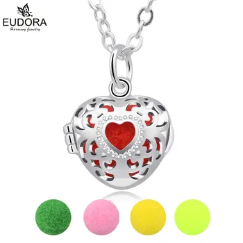 

Eudora Harmony Bola Cage 12mm Love Heart Small Aroma Locket Angel Caller Diffuser Maternity Pregnancy Necklace with Pompon Ball