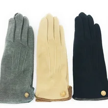 Зимние перчатки, уникальный материал, сырая тепло, сделано в Японии, теплые женские перчатки на кнопках, парные варежки, можно сенсорный экран, вязаные перчатки