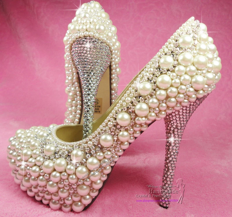 Aliexpress.com : Buy new arrive100% handmade ivory pearl high heels ...