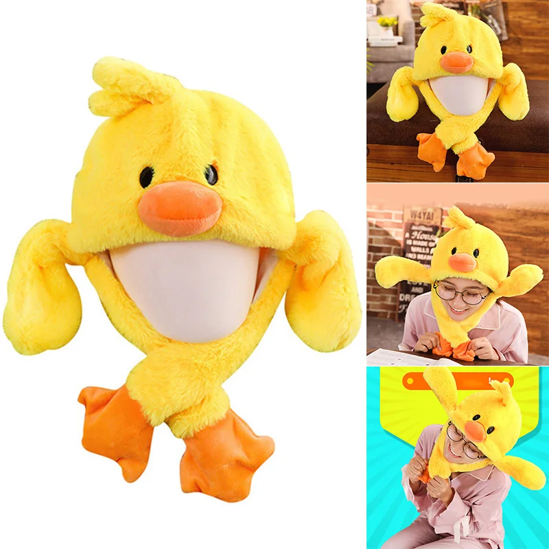 

Cute Plush Moving Ear Duck Hat Hand Pinching Airbag Magnet Ear To Move Animal Plush Toy S7JN