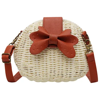 

Straw Pouch Handbag New Tide Bow Single Shoulder Woven Bag Bohemian Girl Messenger Bag