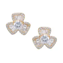 Дамский модный цветок Форма Серьга из горного хрусталя цвет шампанского Золотой серьги гвоздики для подружки невесты Женщины GLE3683