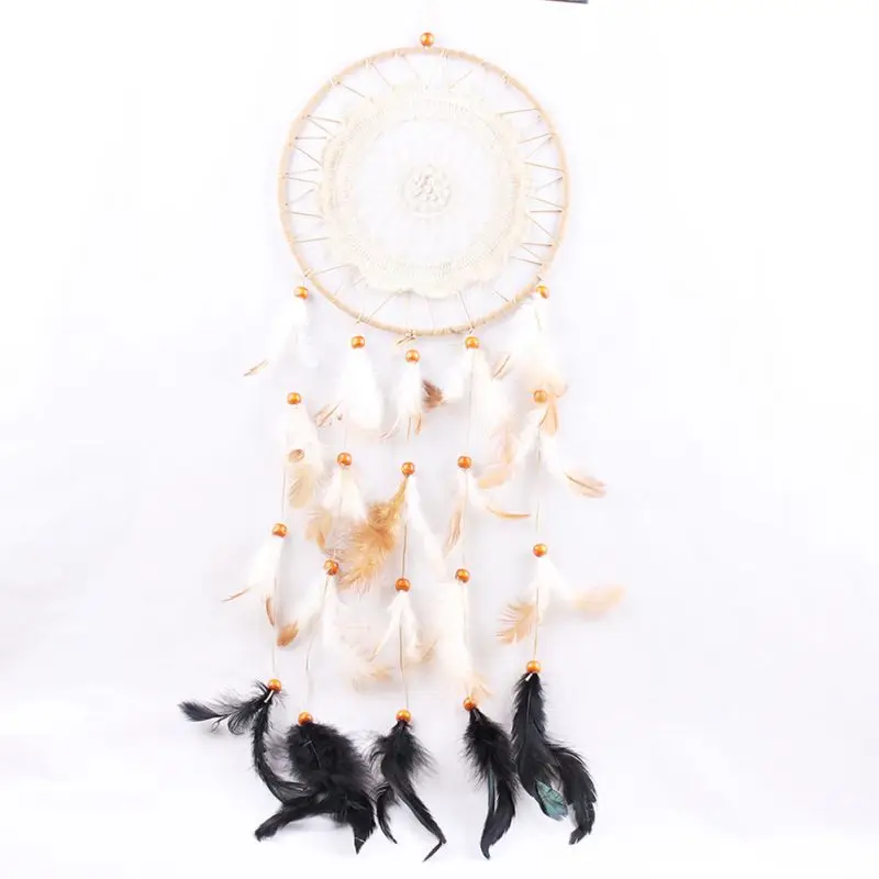 Originality White Dreamcatcher Wind Chimes Indian Style Pearl Feather Pendant Home Wall Window Decor MAGT Dream Catcher 