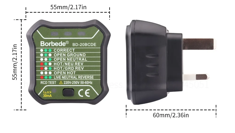 Розетка тестер Выход тестер Великобритания Plug автоматический Электрический цепи полярности Напряжение детектор настенный выключатель Finder