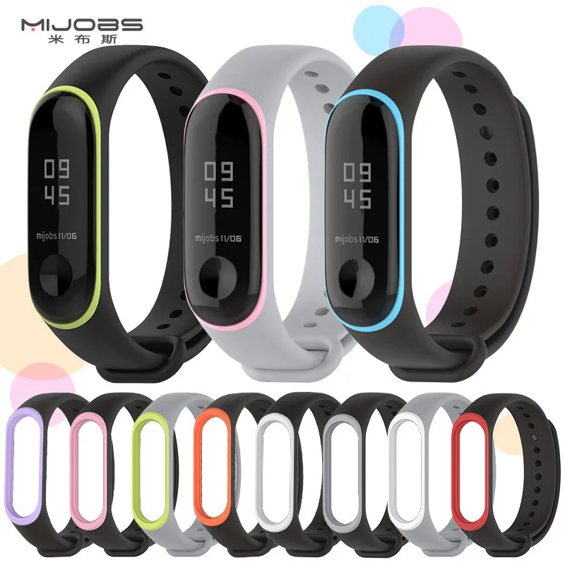 Силиконовый ремешок Mijobs для Mi Band 3 браслет на запястье Miband3 4 цветной смарт Band3 Xiaomi
