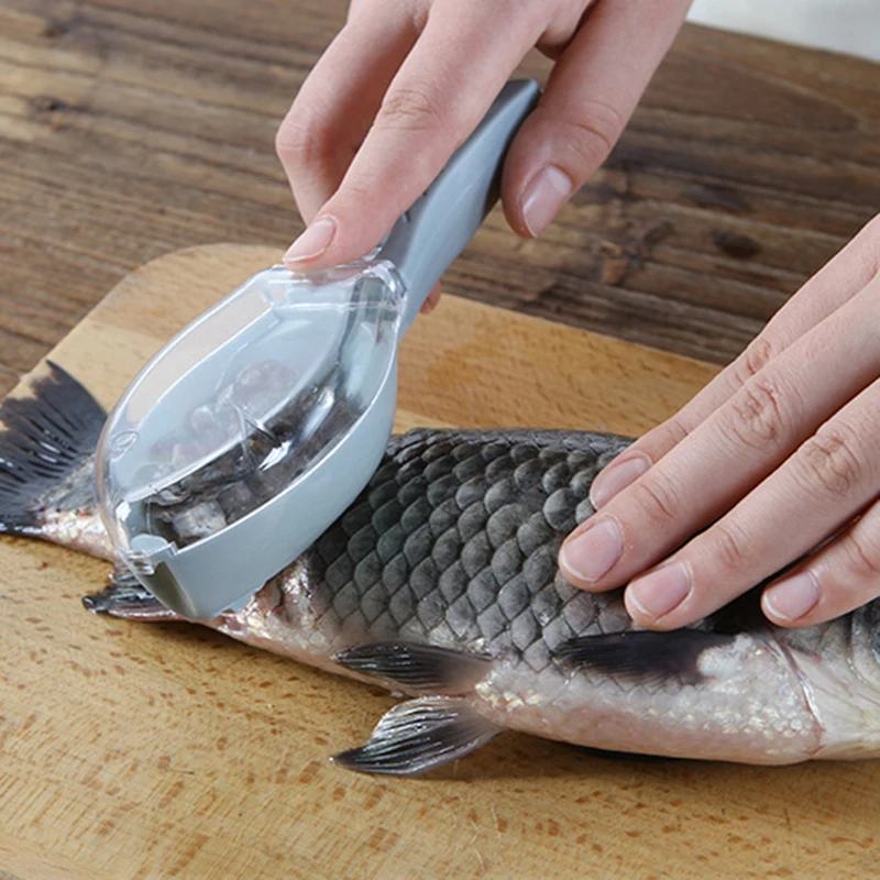Plastic Fish Scale Scraper With Cover Fishing Scale Brush Fish Peeler