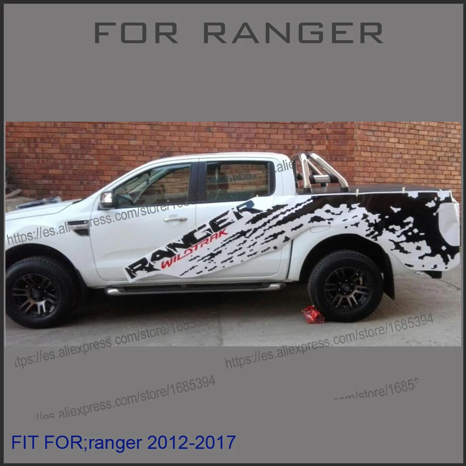 left and right mudslinger ranger with red wildtrack body rear tail side graphic vinyl for Ford ranger 2012 -2017sticker