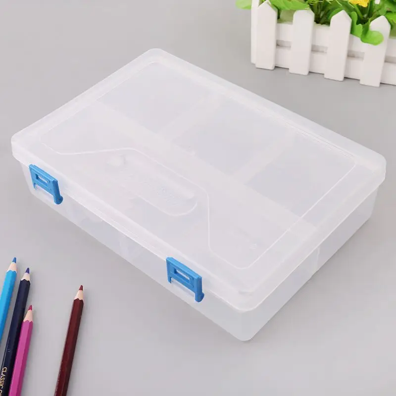 Double Layer Pencil Case Transparent Plastic Pen Storage Box Stationery School Office Supplies Kids Gift