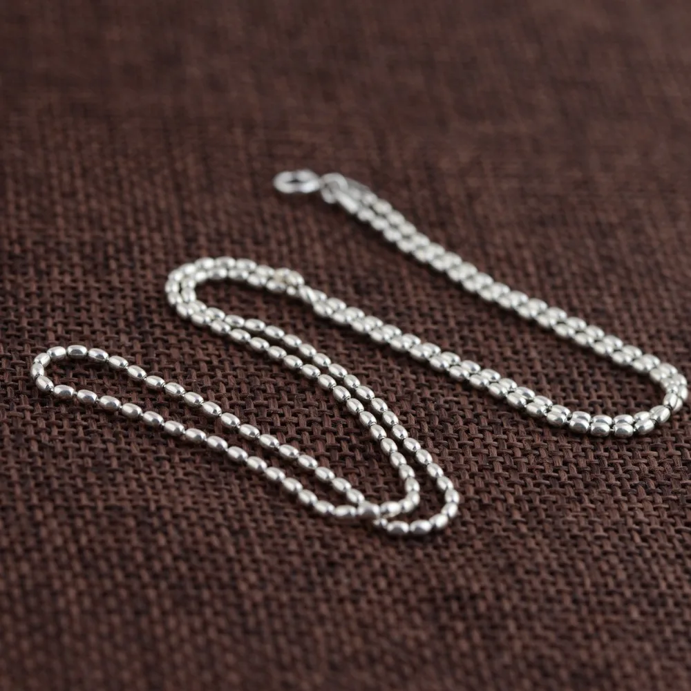 

925 Sterling Silver Retro Bead Chain Necklace 40-60cm A2413