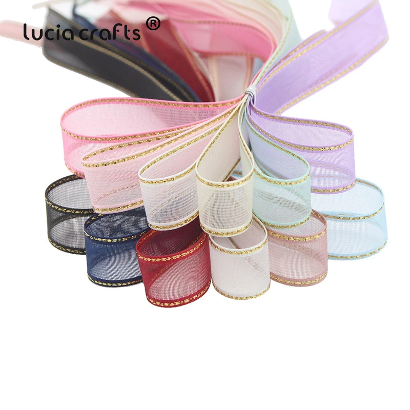 

Lucia crafts 5yards/10yards 15mm Organza Ribbons for Wedding Home Decor DIY Sewing Wrapping Materials Accessories P0101