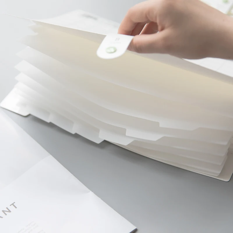 

1PCS Office Plastic Folders Multi Pocket Organizer A4 File Expansion Document Folder Simple Button Type