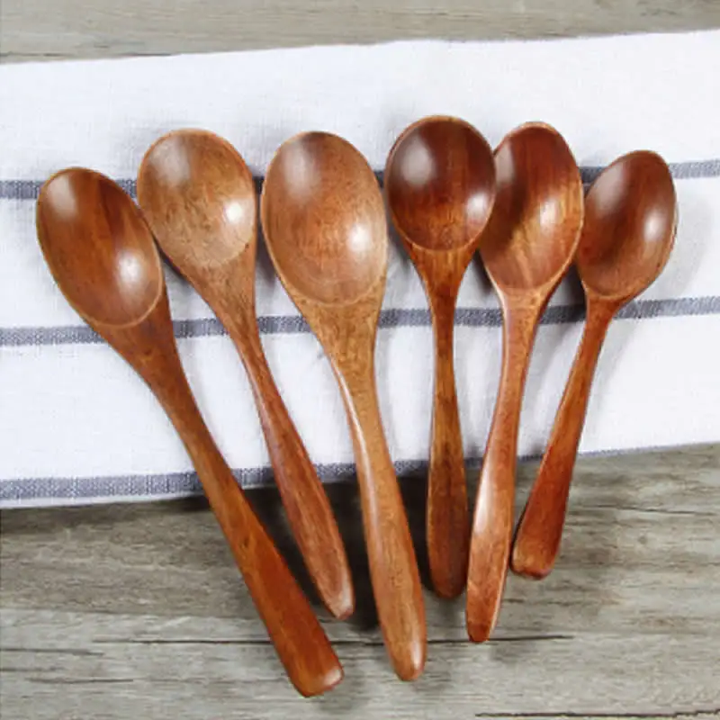 Wooden Cutlery Solid Spoon Baby Health Edible Spoon Tableware Toddler