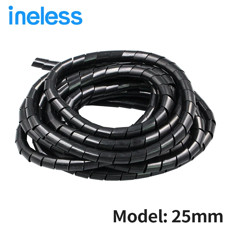 

1 Bag 25mm Spiral Wrapping Tube Flexible Cable Sleeves Black/White Flame Retardant Winding Pipe Spiral Wire