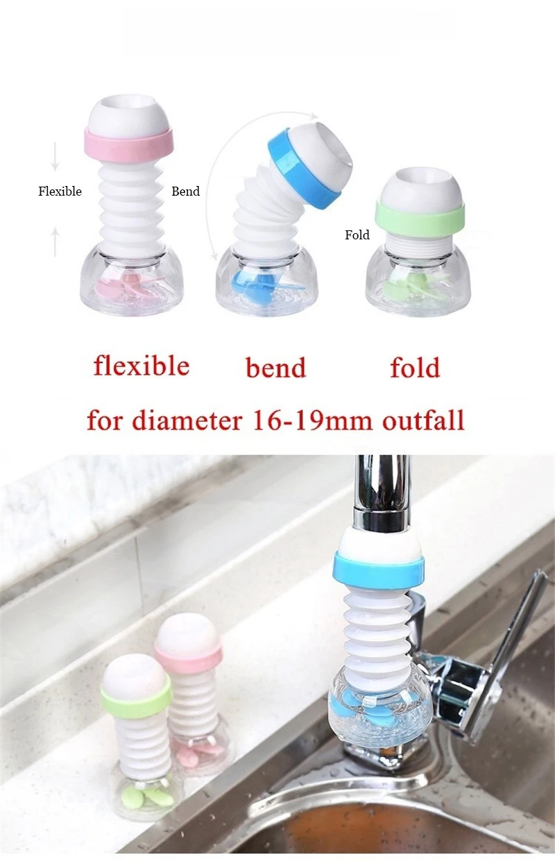 360 Adjustable Flexible Kitchen Faucet Tap Extender Faucet Save Water Splash Proof Water Outlet Shower Head Water Filter Sprink