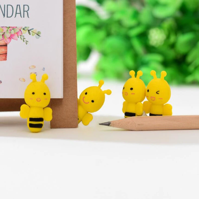 4 шт./компл. Kawaii Little Bee в коробке ластик для карандашей офисный школьный