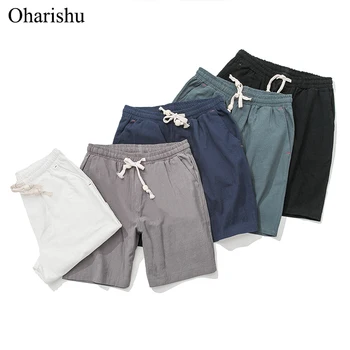 

2019 Summer Casual Shorts Men Linen Cotton Solid Loose Man Drawstring Soft Comfortable Flax Shorts Bermuda Beach Shorts Plus 5XL