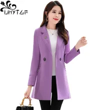 UHYTGF Новые осенне-зимние шерстяные пальто средней длины тонкая женская куртка модное роскошное шерстяное пальто женская верхняя одежда больших размеров 1225