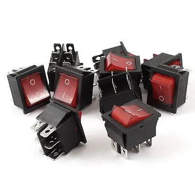 AC 125 В/20A 250 В/16A 6 Pin DPDT кнопки в лодке Кулисный черный красный 10 шт. | Инструменты