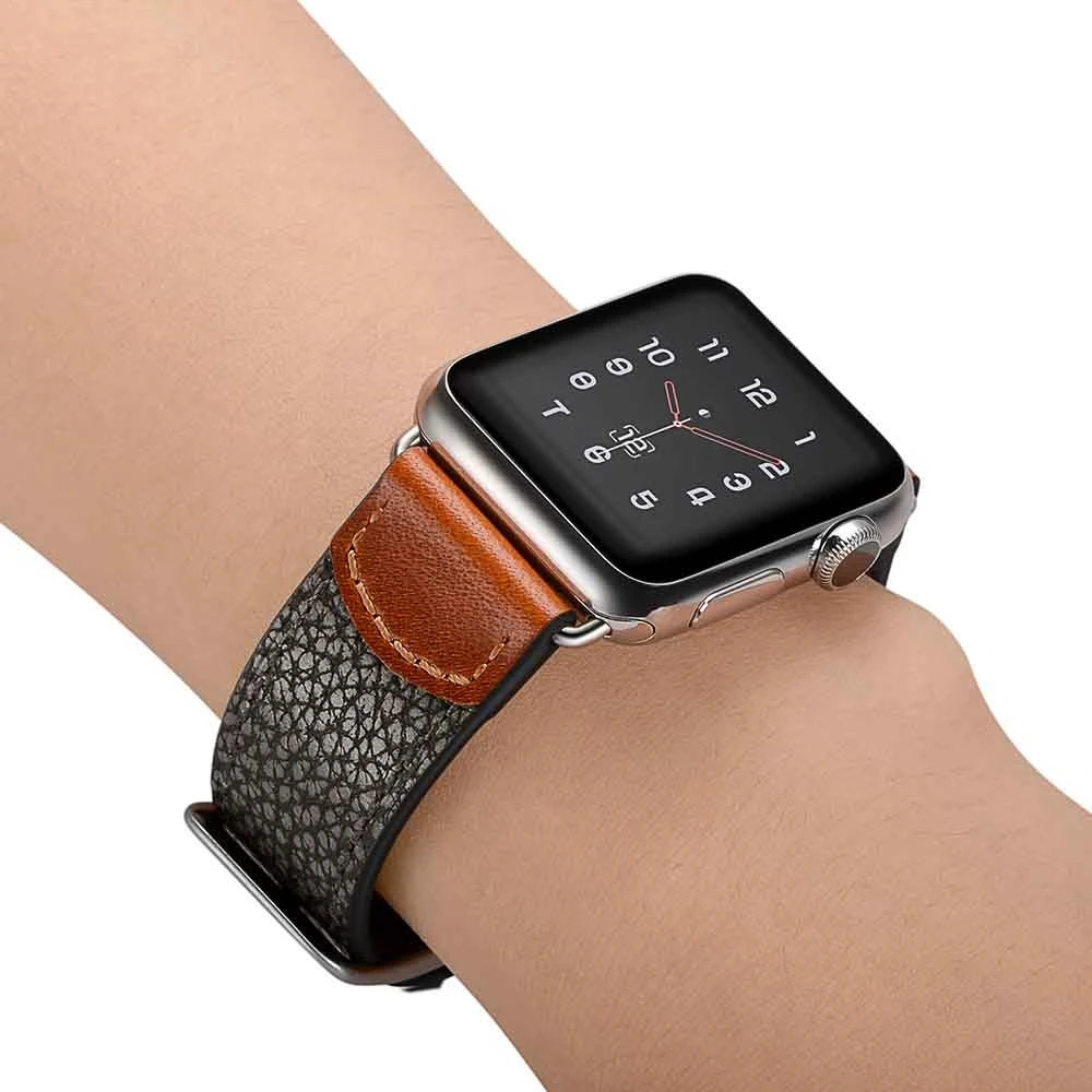 Ремешок ZLIMSN из натуральной кожи для наручных часов черный подходит Apple iwatch 42 мм 38