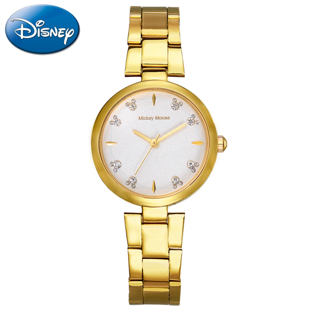 Disney Quartz-watch Stainless Watch Women Mockey Modern New Fashion Gift Clock Silver Rose Gold Tone Charming Montre MK-11022