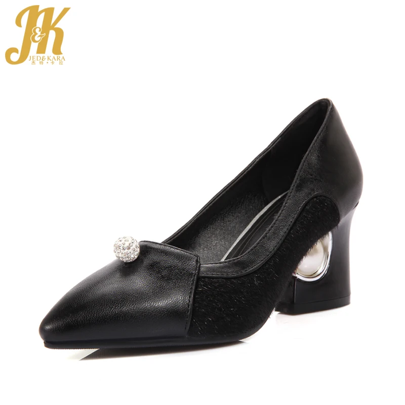 

J&K Big Size 34-48 Fashion Pointed Toe Elegant Beading Women Pumps Spring Strange High Heels Shoes Woman Leisure Patchwork Pumps