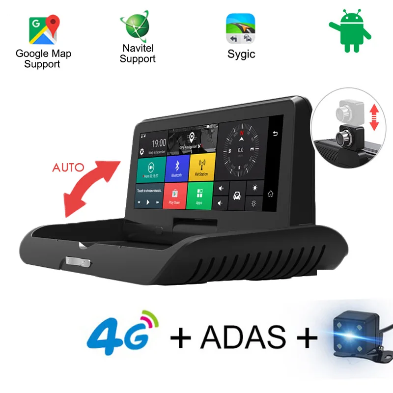  4G Auto 8Inch IPS Android 5.1 WIFI FHD 1080P Dual Lens Registrar Parking Monitoring Bluetooth ADAS 