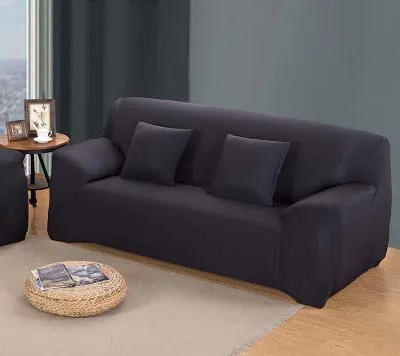 Однотонный эластичный чехол для дивана все включено короткий кожаный диван современное полотенце по индивидуальному заказу летний универсальный чехол для дивана - Цвет: black