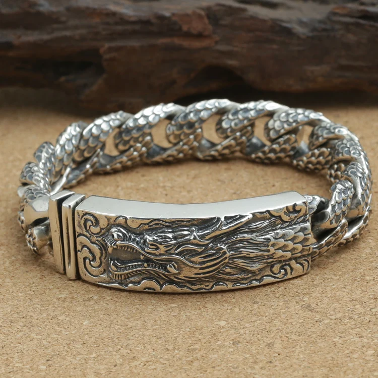 Handcrafted Thailand 925 Silver Dragon Bracelet Vintage Sterling Silver Dragon Bracelet Real Pure Silver Dragon Man Bracelet Handcrafted Thailand 925 Silver Dragon Bracelet Vintage Sterling Silver Dragon Bracelet Real Pure Silver Dragon Man Bracelet
