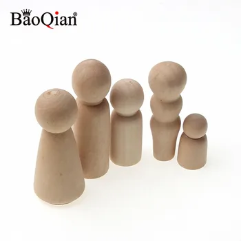 

5Pcs Creative Five People Wooden Peg Dolls Toy People Manual Painting Dolls Crafts Graffiti Unfinished Solid Wood DIY Wood Craft