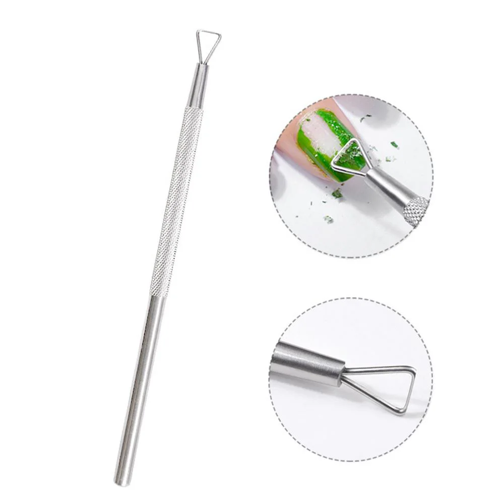 

1PC Triangle Head Nail Gel Polish Remover Tool Stainless Steel Stick Rod Cuticle Pusher Lacquer Cleaner Nail Art Care Tools