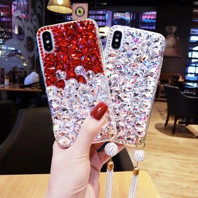 

XSMYiss Luxury 3D Bling Rhinestone Crystal Diamond Soft Phone Case For SamsungS6 S7 S8 S9 S10 PLUS S10 Lite Note5 8 9 Cover Case