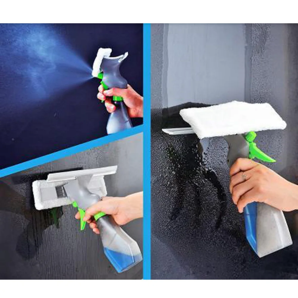 3 in 1 Window Cleaner Spray Bottle Wiper Squeegee Microfibre Cloth Pad Kit all purpose quick foaming car cleaner limpia clean