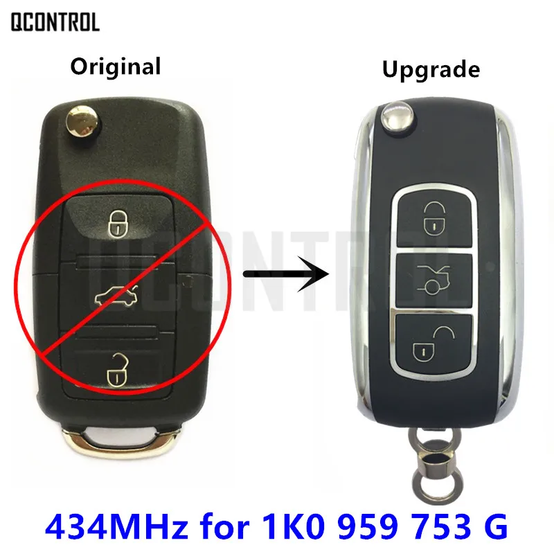 QCONTROL обновленный дистанционный ключ 1K0959753G для VW/VOLKSWAGEN 434MHz CADDY/EOS/GOLF/JETTA/SIROCCO/TIGUAN/TOURAN 1K0 959 753G/753G