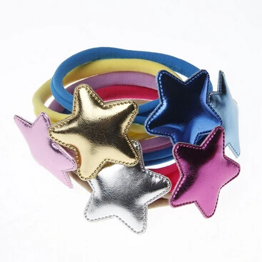 2016 New 20pcs/lot baby girl spandex nylon stretchy headband children skinny Non-Marking Solid Leather Stars elastic hair Band 100pcs pack stretchy hair accessories nylon hair ring hair rope rubber band headband mixed color