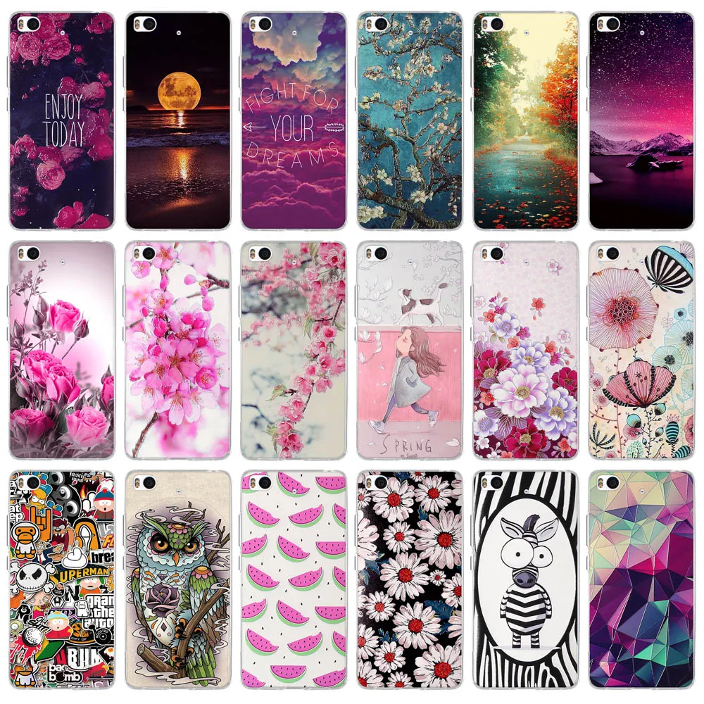 

for xiaomi mi5s Cover Flower Case For Xiaomi 5S 5.15" Coque for Xiaomi MI5s M5s Soft Silicone Shell For xiaomi 5s mi5s m5s mi 5S