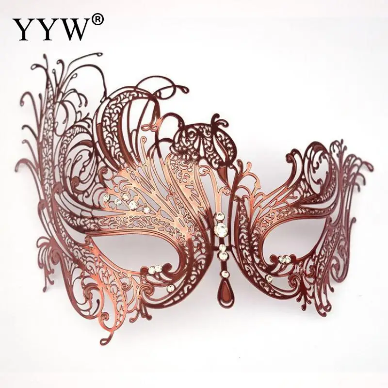 Розовое золото, сексуальный женский костюм, Карнавальная маска на Хэллоуин, маскарадный глаз, венецианские маски для вечеринки, выпускного вечера, пустотелая железная маска, серебряная маска - Цвет: 11