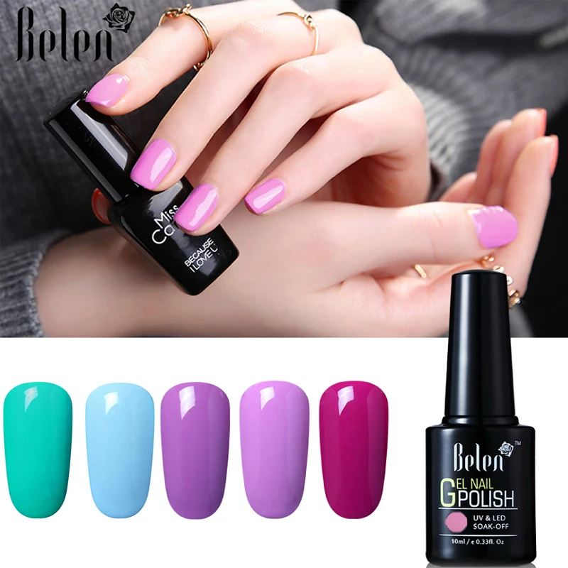 Belen 10 мл чистый цветной Гель-лак для ногтей замочить от лака Lucky праймер штамповка Гибридный лак для ногтей гель Эмаль живопись основа Топ