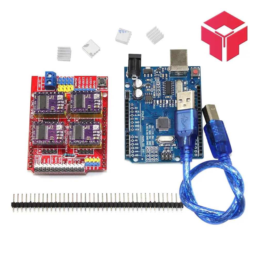 

Free shipping cnc shield V3 engraving machine 3D Printe+ 4pcs DRV8825 driver expansion board for Arduino UNO R3 with USB cable