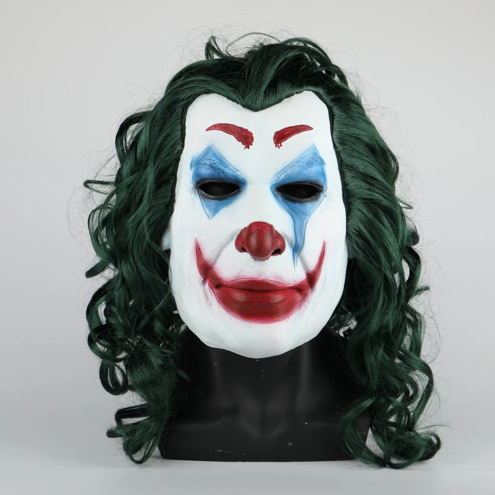 2019 Movie Joker Mask Cosplay Movie Horror Scary Smile Evil Clown Halloween Mask Latex Adult  (3)