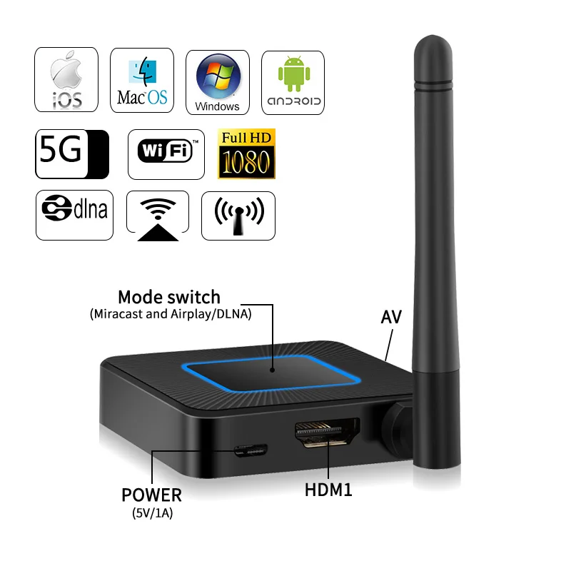 

2018 AV+HDMI 2.4G&5G Wifi Display Dongle Q4 Wireless Screen Mirroring Adapter 1080P HDMI Video Receiver Mini Display Receiver