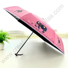 2 шт./партия, 4 цвета, опционально складные 210 T pongee, 4 раза, черное покрытие, анти-УФ, сплав, стекловолокно, слон, олень, зонты