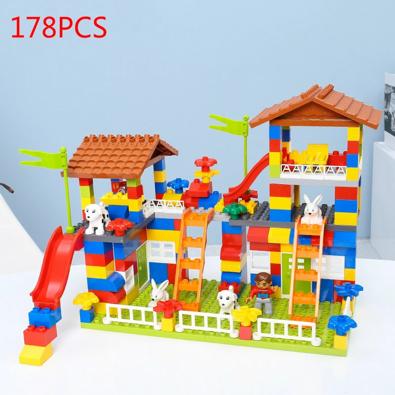 89-178pcs Marble Run Maze Ball Building Blocks Plastic Funnel Slide Assemble Bricks Educational Toy Compatible Legoingly Duploed