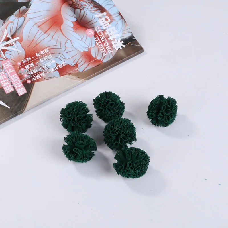 30PC/Pack Colorful Lace Net Yarn Flower Trim Balls DIY Clothing Bag Shoes Craft Supplies Children Handmade Decorative Pompones - Цвет: 28 Dark green