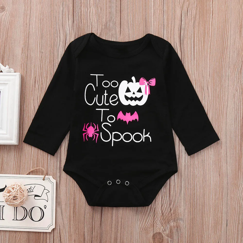 

MUQGEW New born Baby Clothes Newborn Baby Girls Halloween Cloth Long Sleeve Cartoon Letter Romper Jumpsuit roupa de bebe