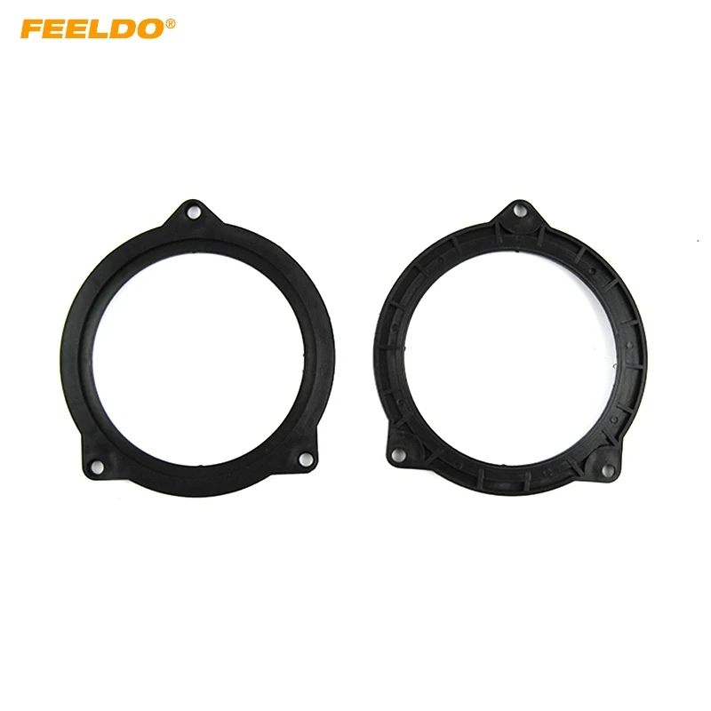 

FEELDO 2pcs Car Rear Speaker Spacer Mats Adapter for BMW 5 Mediant Rear Door to 4" Stereo Mat Refit Holder Rings #HQ6024
